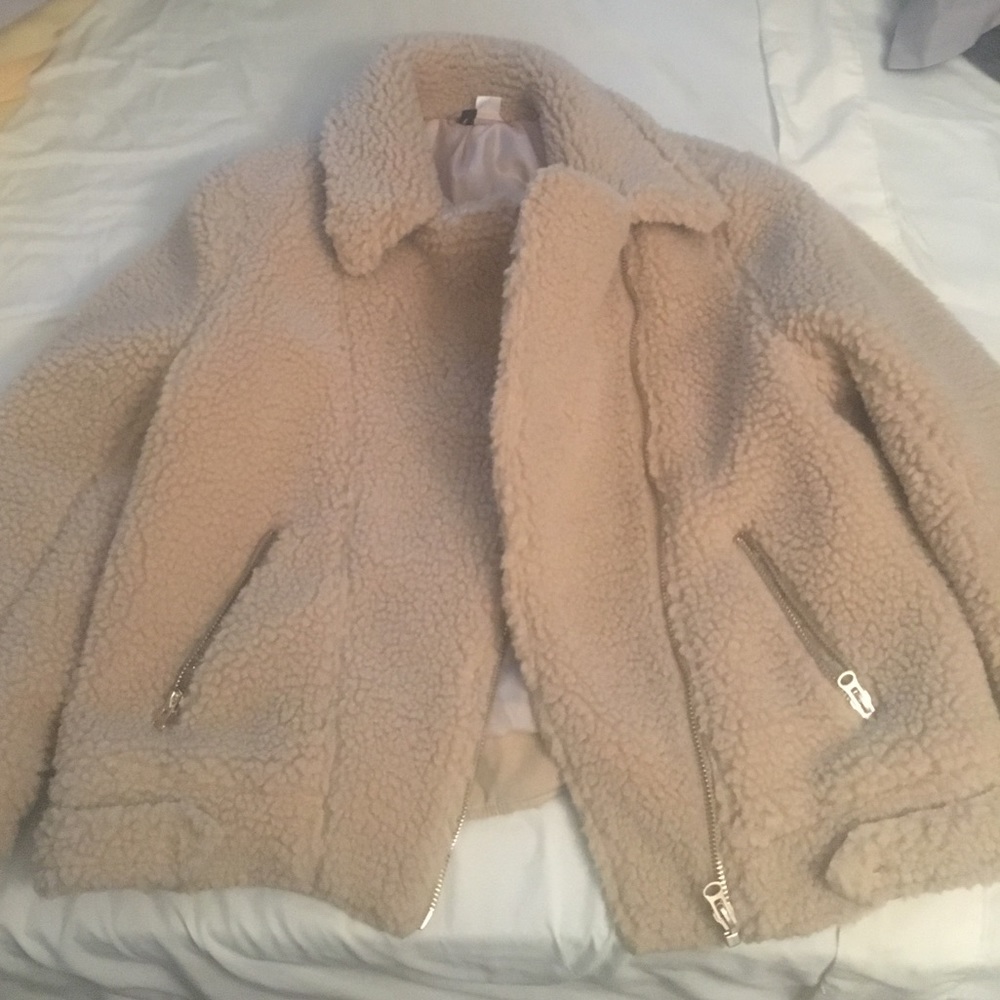 Cute Sherpa or Teddy Coat Biker Jacket